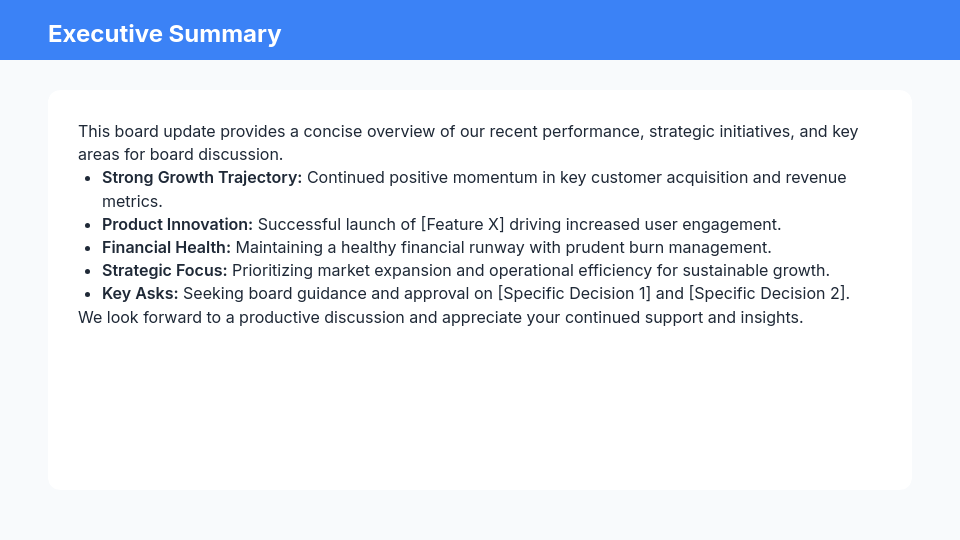 Board Update: Growth & Risk Briefing